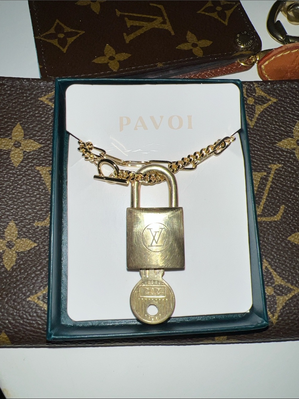Louis Vuitton Gold Lick and Key Pendant Necklace Rare #202